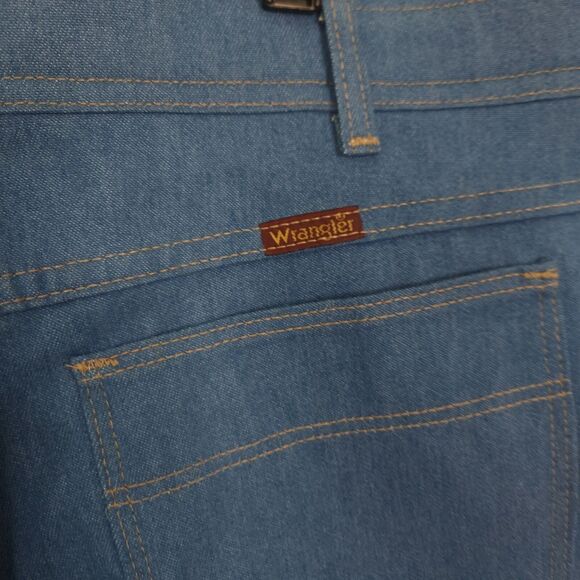 Vintage Wrangler Jeans Pants Mens 40x32 Flared Wide Leg Denim Blue Stretch USA - Picture 6 of 16